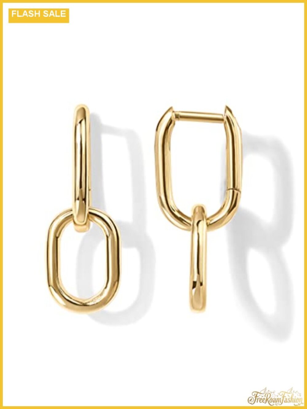 14K Gold Plated Convertible Dangle Hoop Earrings for Women Hypoallergenic